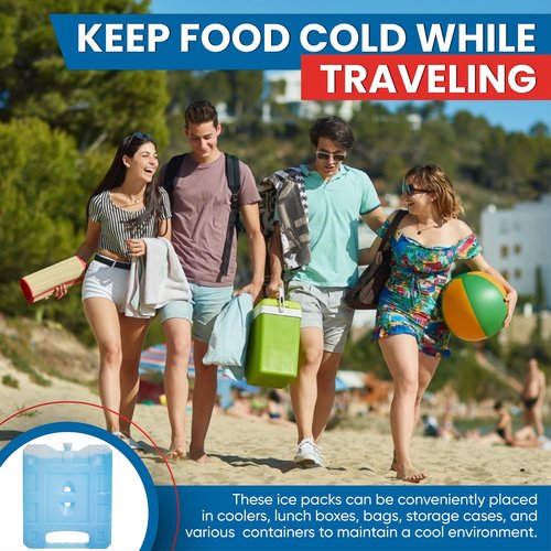 Sport Temp Reusable X-Large Ice Pack (8 Pack) Long Lasting - Perfect for Keeping Food Or Beverages Cold, Coolers, Camping, Beach Coolers, Hiking & More, Clear Blue