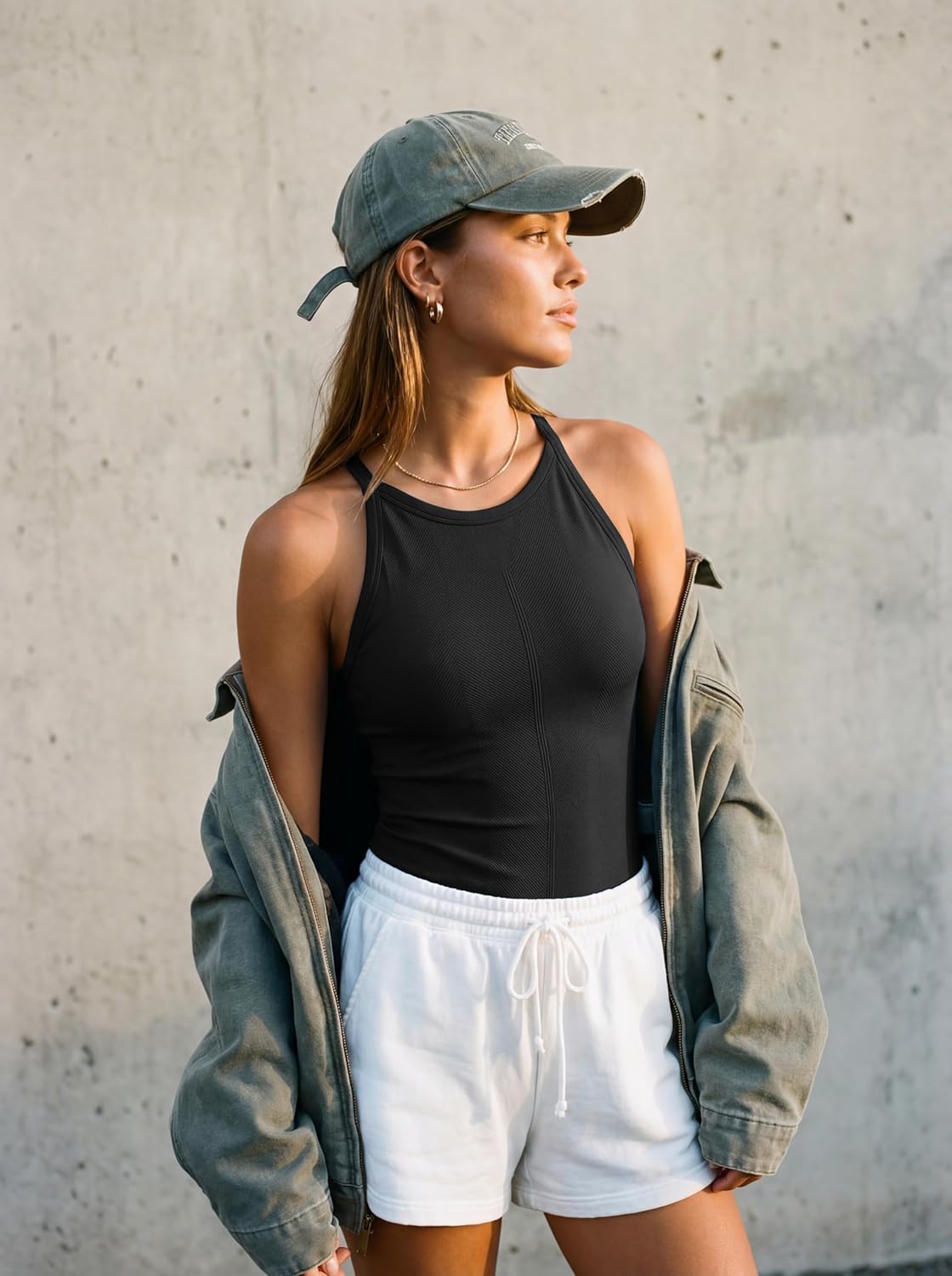 ATTRACO Women's Workout Tank Top - Built-In Bra & Seamless Design | Ribbed Athletic Camisole
