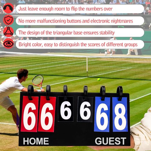 Flip Scoreboard - Portable Tabletop Score Keeper for Football, Basketball, Tennis | 6-Digit Outdoor Scoreboard