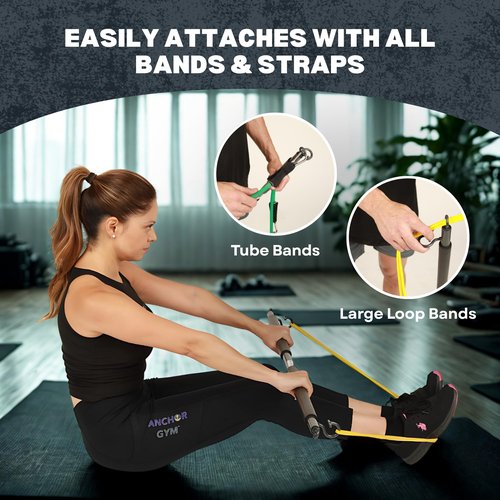 Anchor Gym Resistance Band Bar - Portable Alloy Steel Workout Bar - Resistance Bar for Strength Training, Home Gym, Pilates, Yoga, Resistance Bands Compatible