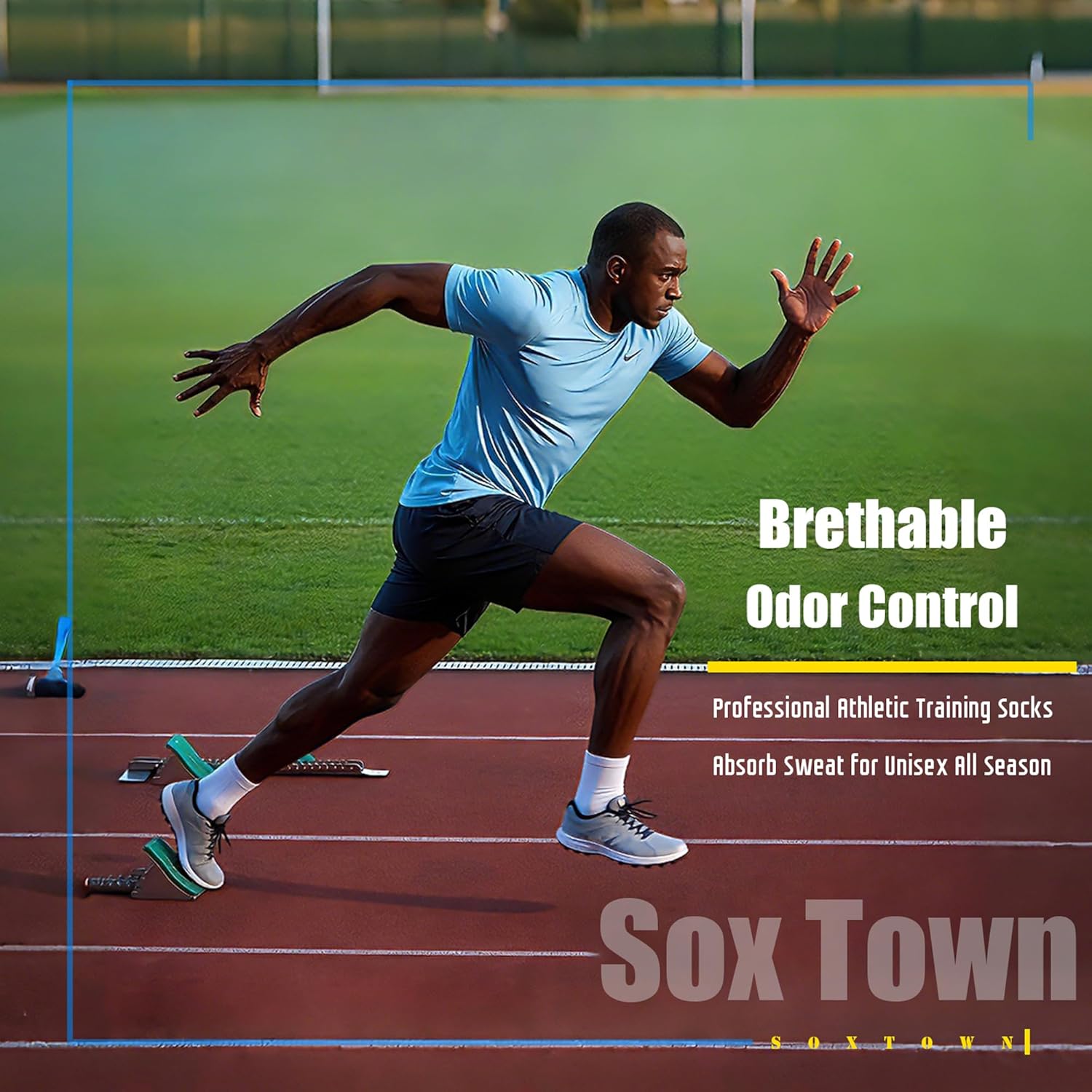 SOX TOWN Unisex Cushioned Crew Athletic Socks - Moisture-Wicking, Breathable Comfort for Men & Women