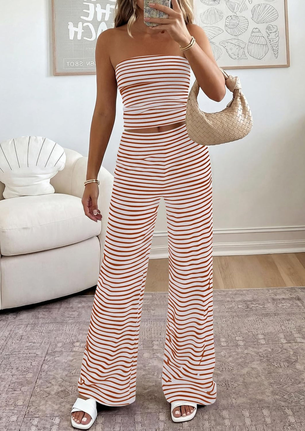 PrettyGarden Two-Piece Striped Set - Stylish Summer Travel Outfit for Women | Y2K Loungewear