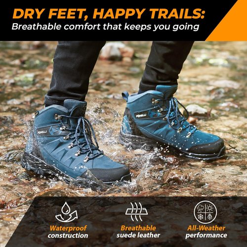 Foxelli Women's Hiking Boots - Waterproof Suede Leather for All-Day Comfort & Grip | Lightweight Design