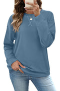 Dusty Blue Medium RUMIA Women's Crew Neck Sweatshirt - Long Sleeve Top