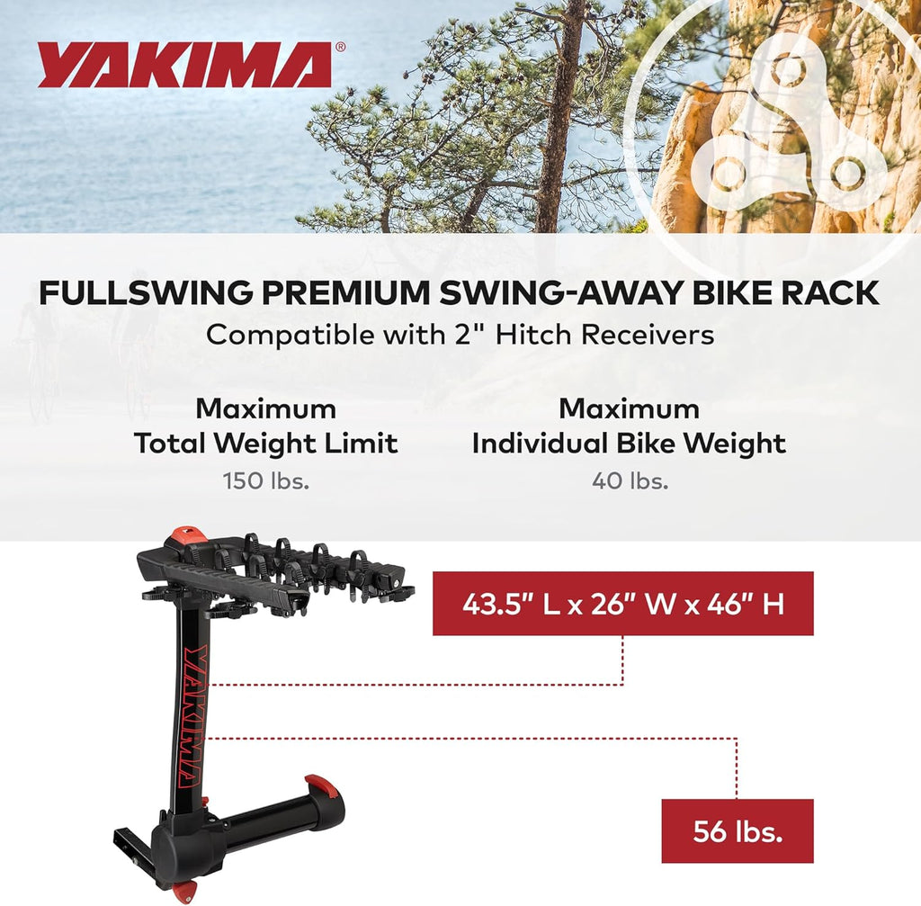 Yakima 4-Bike Hitch Mount Carrier - Heavy-Duty Swing-Away Bike Rack for Cars, Trucks & SUVs
