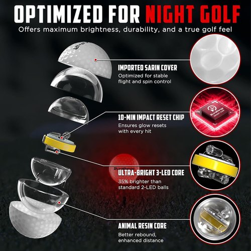 DURARANGE Glow in The Dark Golf Balls - Ultra Bright LED Night Golf Balls | Perfect Gift for Men and Women