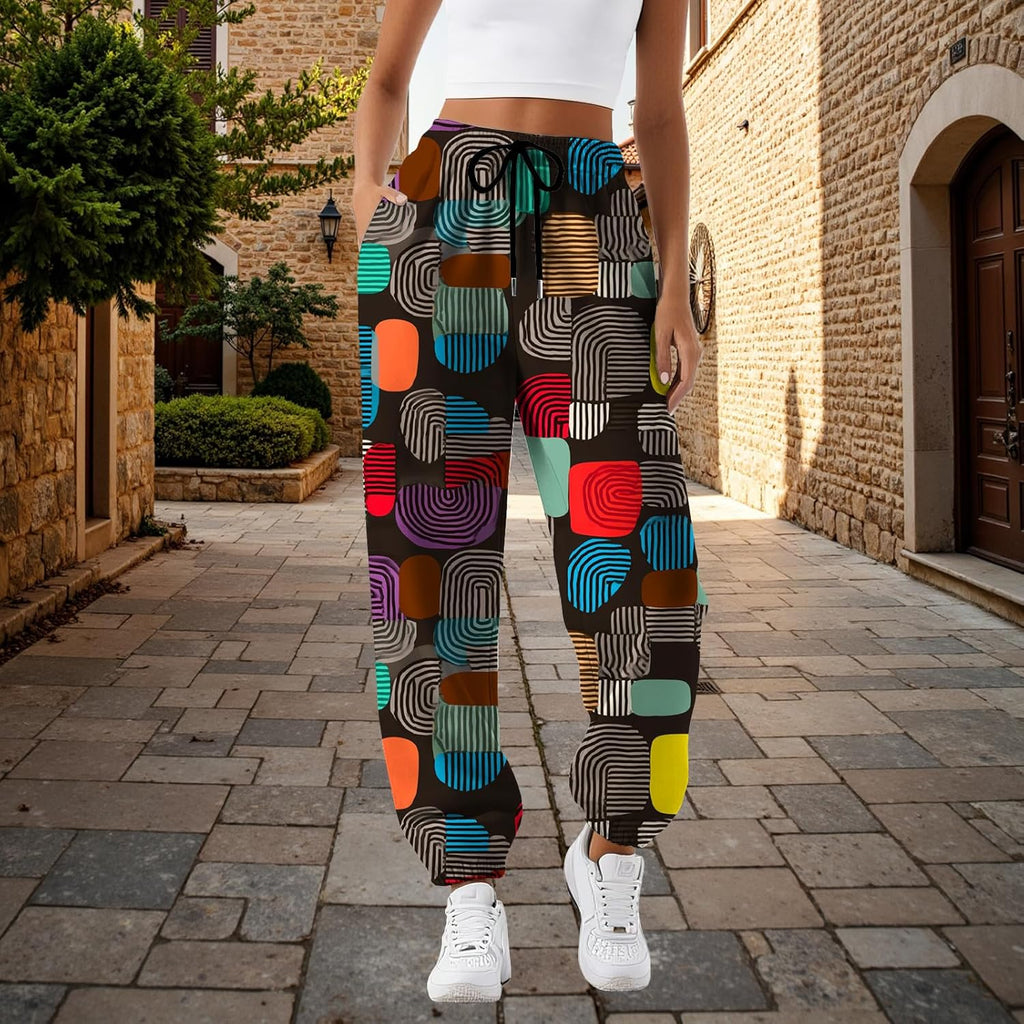 Skiennix Women's Graphic Sweatpants - Casual High Waist Joggers with Pockets | Comfy Fall Fashion