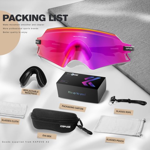 KAPVOE Cycling Glasses Mountain Bike Sunglasses MTB Windproof Motorcycle Goggles Men Women Triathlon Sports Running - K2