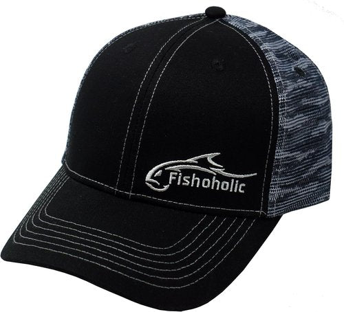 Fishoholic Snapback Baseball Fishing Hat - Mesh Trucker Fishing Gift for Dad Father