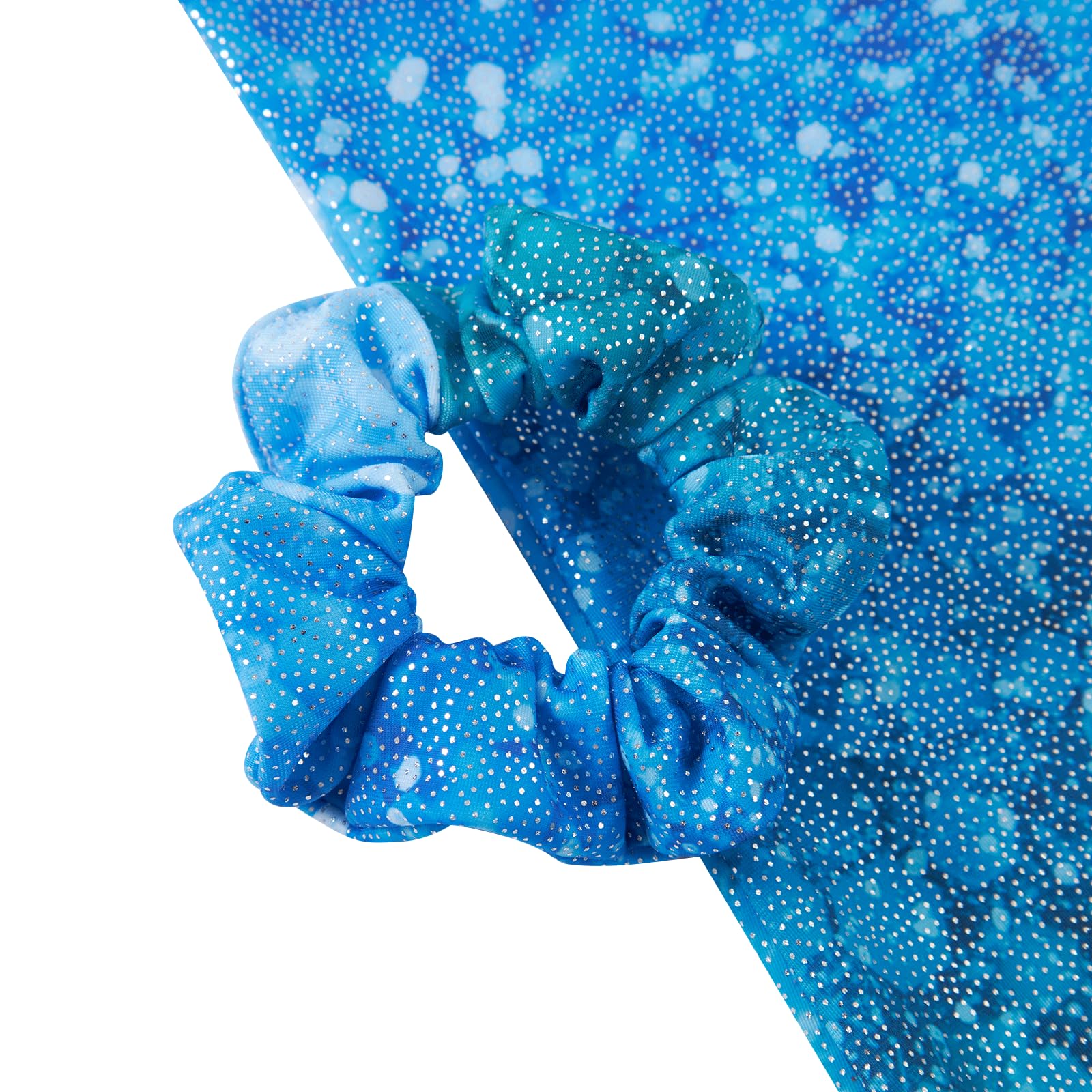 Vogseek Gymnastic Leotards for Girls 4 5 Years Blue Spakle Dots Dance Leotards with Matching Scrunchie 2 Piece Quick Dry Sleeveless Classic Athletic Outfits