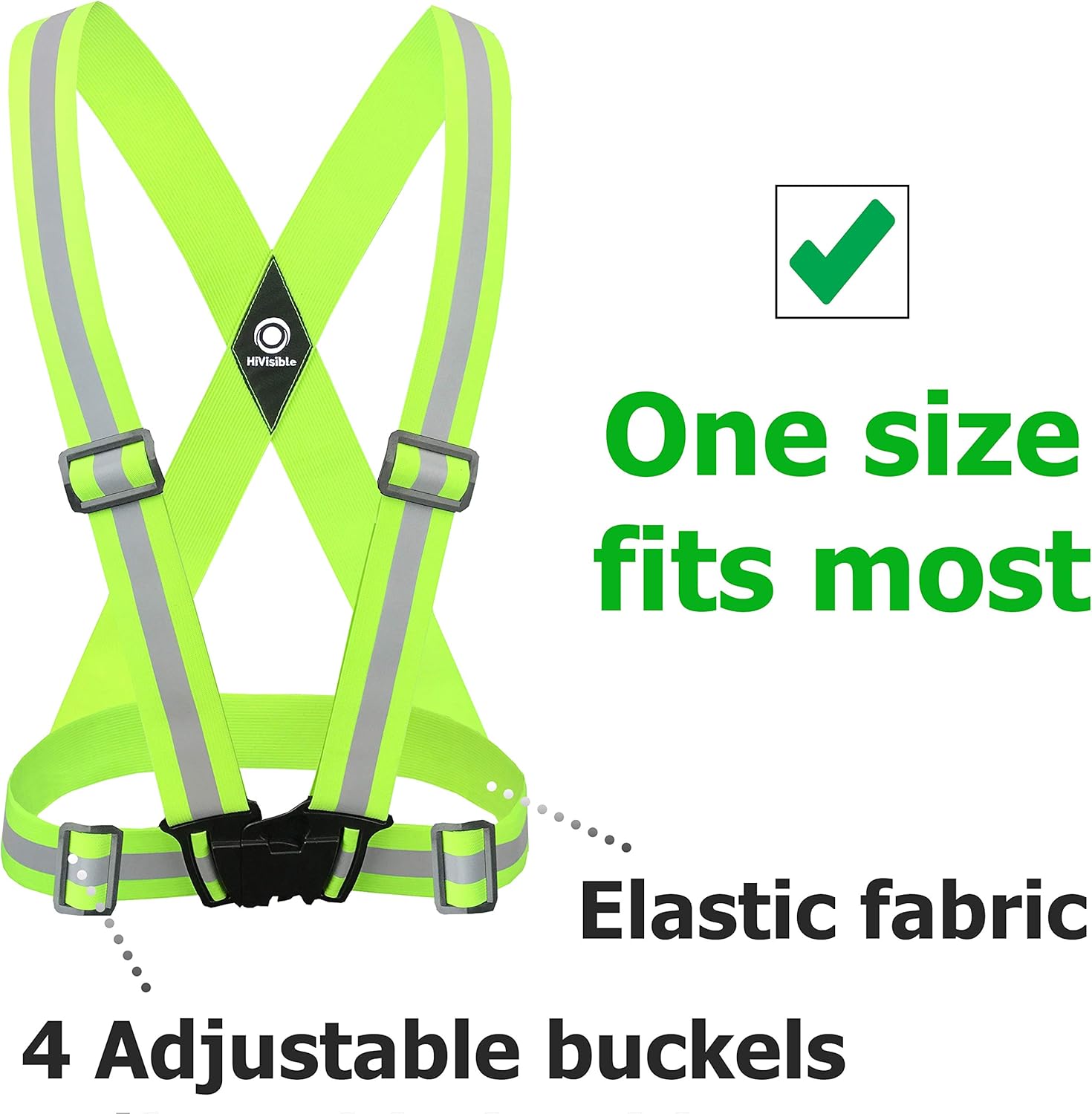 Skiennix Reflective Running Vest - Fully Adjustable Safety Straps for Men & Women | Hi-Vis Design