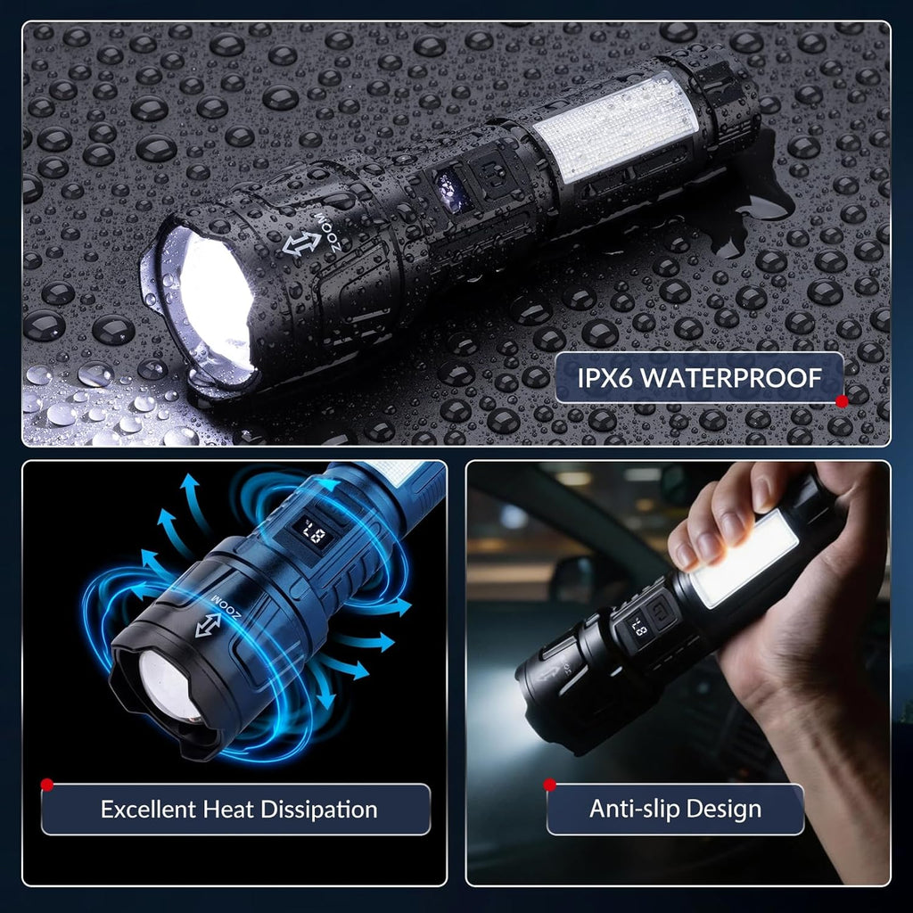 Skiennix Tactical LED Flashlights - Super Bright Rechargeable 1,500,000L with 6 Modes | 2-Pack