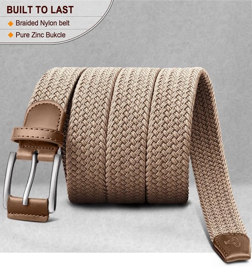 BULLIANT Stretch Belt for Men - Woven Braided Design | Perfect for Golf, Casual Pants & Jeans