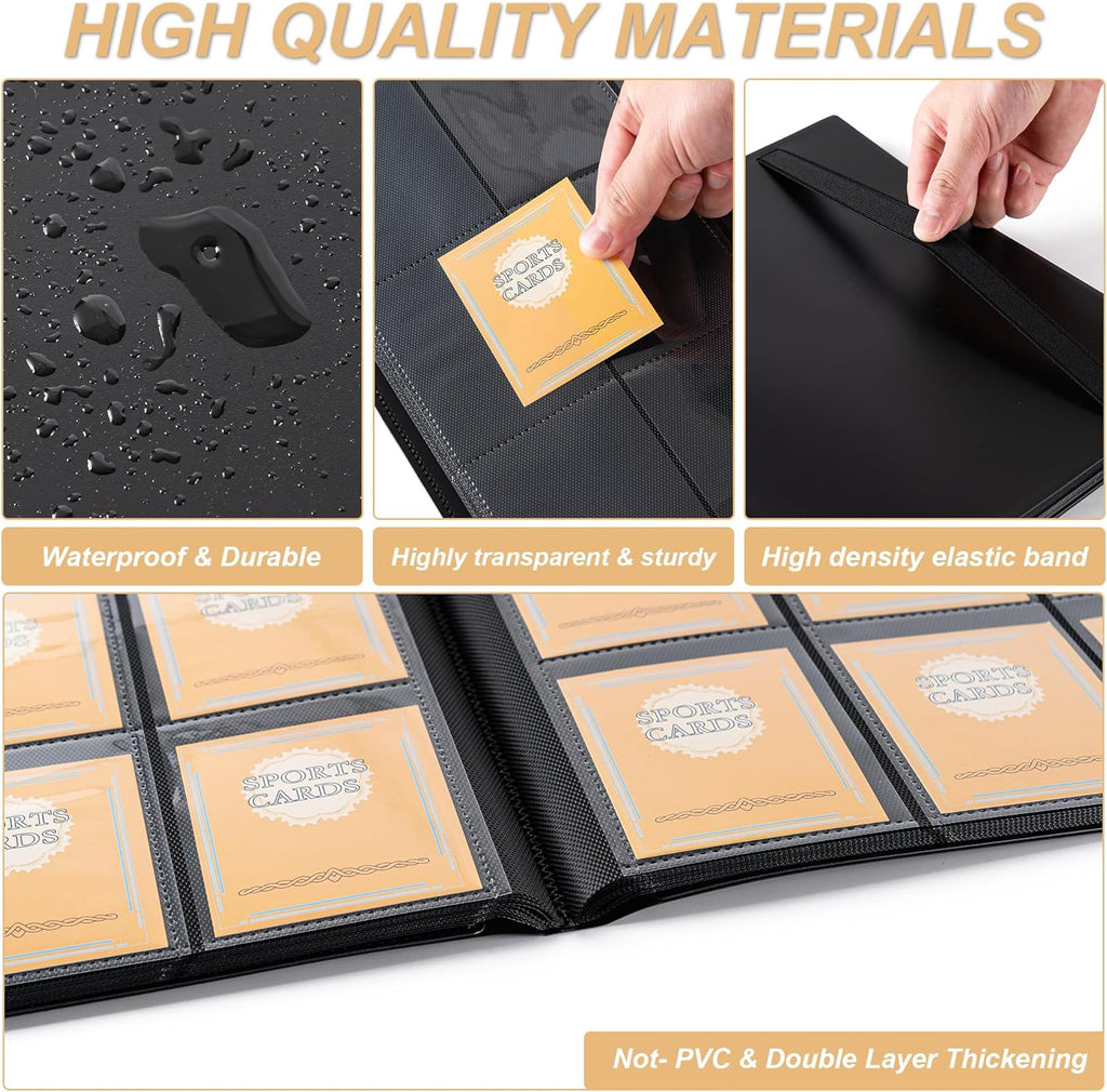 Skiennix Card Binder - 9 Pocket Storage Album for YuGiOh, MTG & TCG Cards | Sturdy Black Design