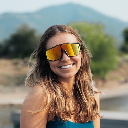ShadyVEU Full Frame AEPEX Sports UV400 Anti Glare TR90 Hydrophobic Mirrored Lens Mens Womens Sunglasses, Gold