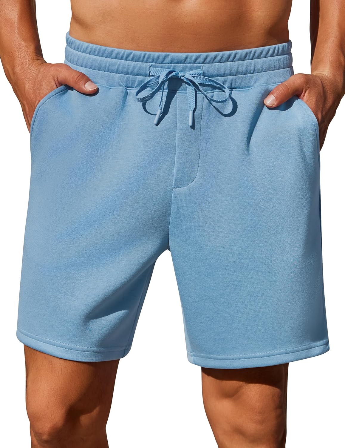 PINSPARK Men's Lounge Sweat Shorts - 7" Casual Elastic Waist Gym Shorts with Drawstring