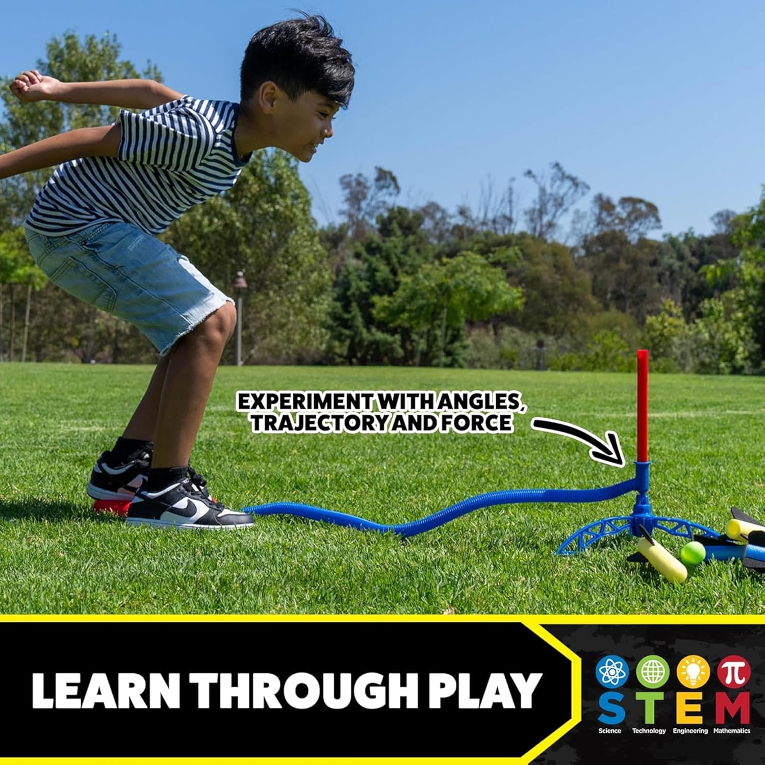 Stomp Rocket Jr. Multi-Color Rocket Launcher - Fun STEM Outdoor Toy for Kids | Soars Up to 100 Feet, Ages 3+