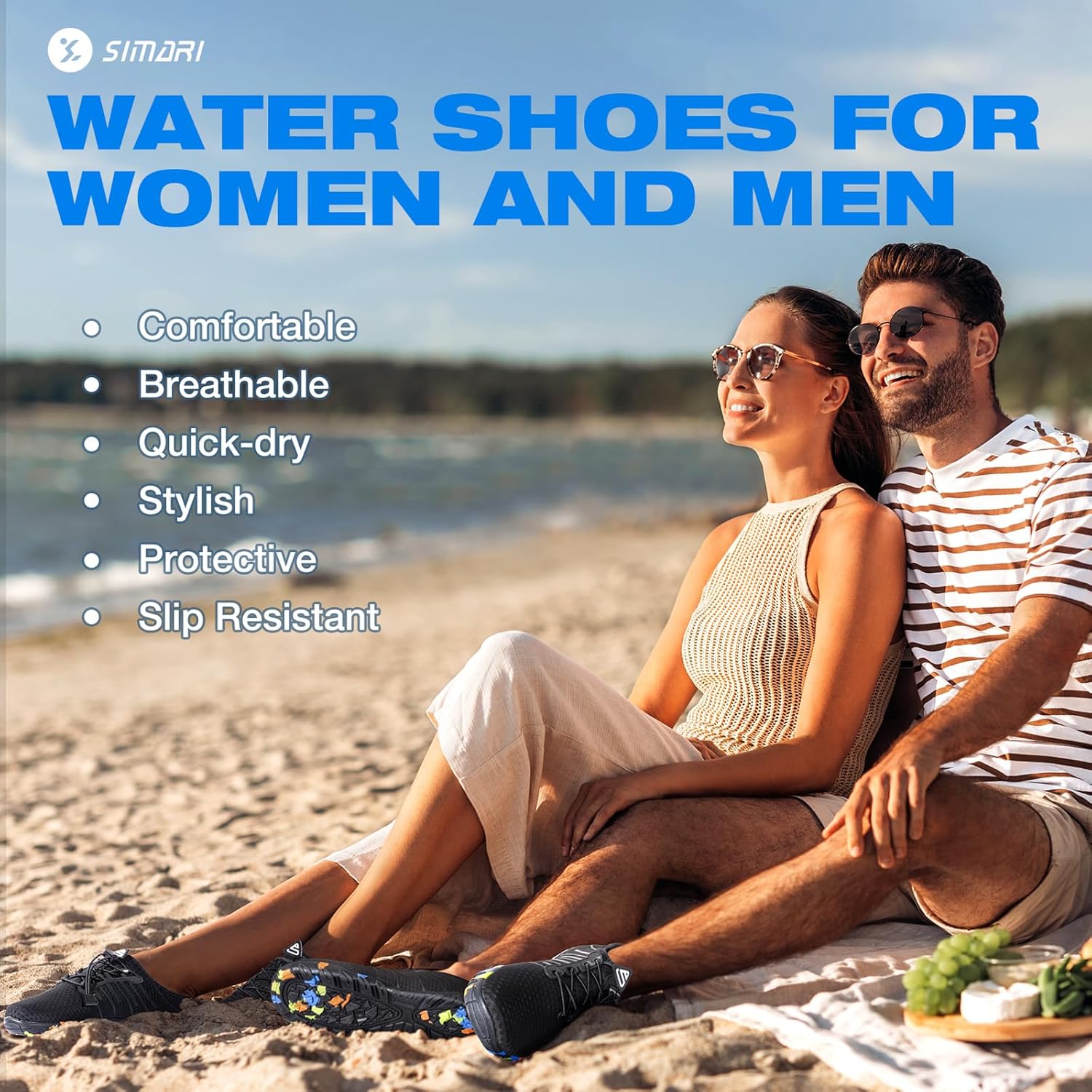 SIMARI Water Shoes - Quick-Dry Barefoot Aqua Socks for Men & Women | Lightweight Non-Slip Swim Shoes
