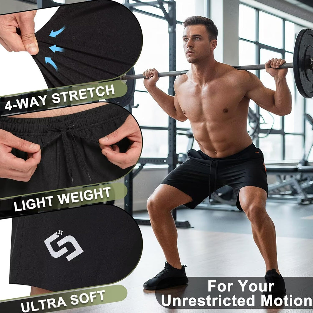 Skiennix Men's 7" Athletic Gym Shorts - Lightweight Quick-Dry with Zipper Pockets for Running & Basketball