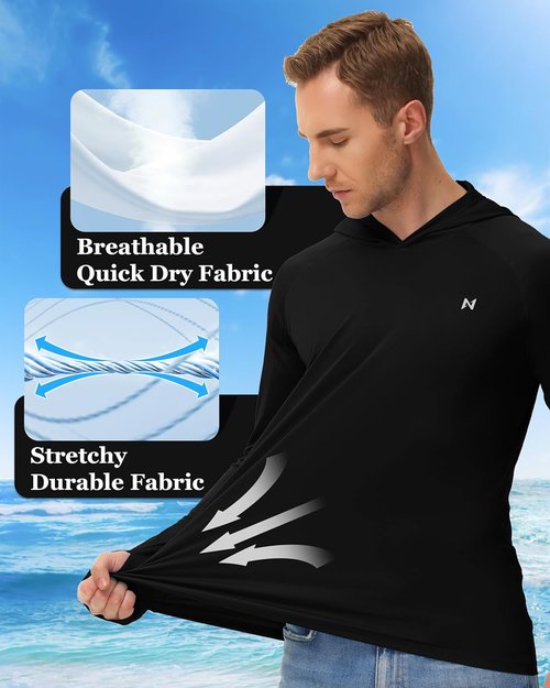 Isnowood Sun Shirt - UPF 50+ Men's Long Sleeve Fishing Hoodie | UV Protection for Swimming & Hiking