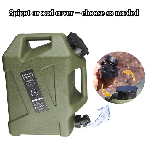 Xurwiin 5 gallon Camping Water Container with Spigot, Portable BPA-Free Water Jug for Camping Hiking Emergency Stroage (Army Green, 5, Gallons)