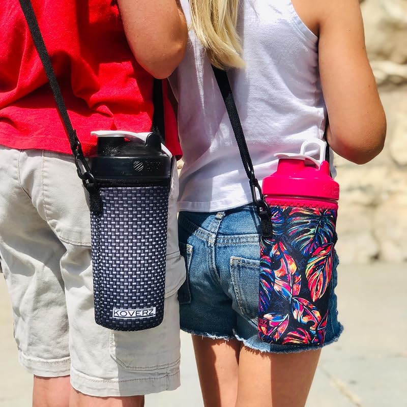 Paisley Koverz Water Bottle Carrier with Shoulder Strap - 24-30 oz (Variation: Paisley w/Strap+Large 24-30 oz)