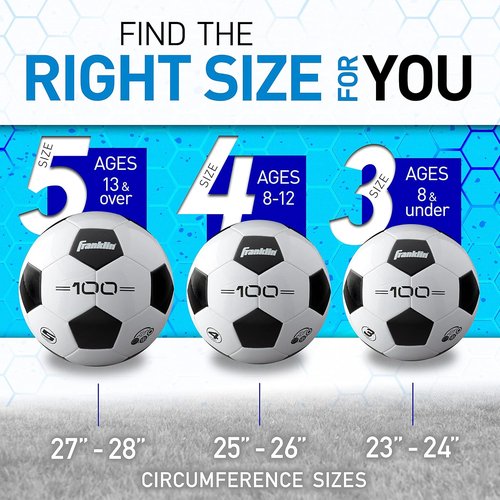 Franklin Sports Soccer Balls - Youth & Adult Sizes 3, 4, 5 | Single & Bulk Packs - Classic Black & White