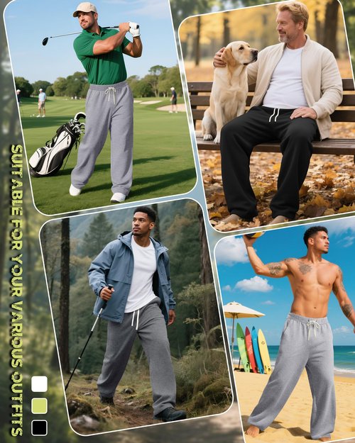 August Alley 3 Pack Big and Tall Men's Sweatpants Open Bottom Athletic Pants Drawstring Elastic Waist with Pockets(Mix Gray, Light Mix Gray, Black,X-Large)