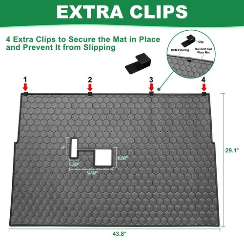 Club Car DS Floor Mat, Upgraded Non-Slip Full Coverage Golf Cart Floor Mat Replacement Think Rubber Fits Club Car DS 1982-2013 / Villager 1982-2018 (Black Trim)