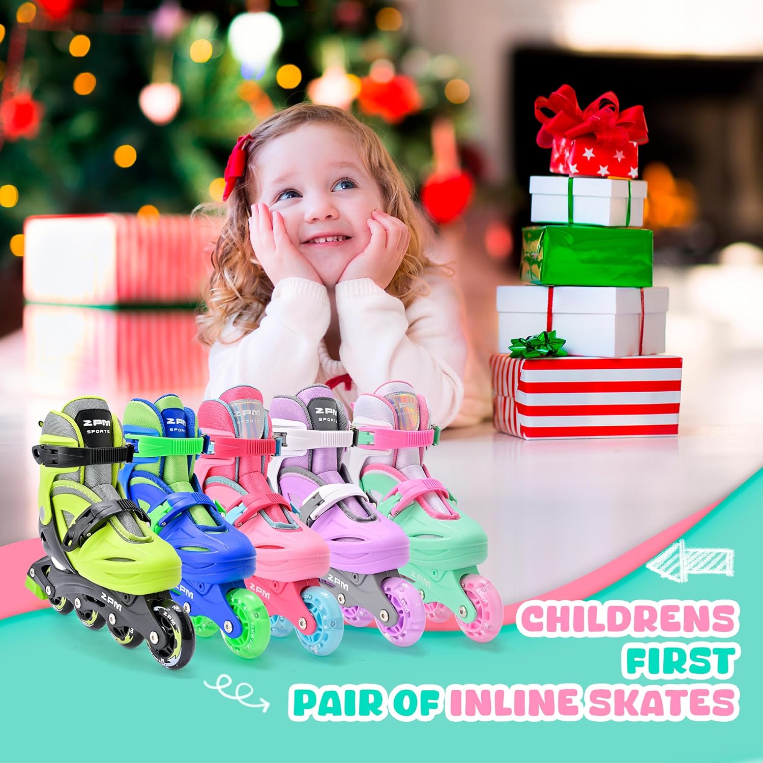 2PM SPORTS Inline Skates for Kids | Adjustable Light-Up Roller Skates for Ages 4-12