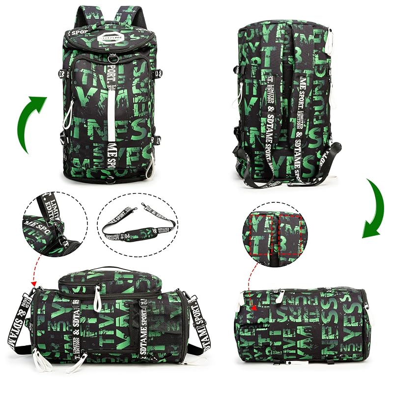 4‑Way Waterproof Gym Duffel Bag with Shoe & Laptop Compartment – Green (Variation: Green)