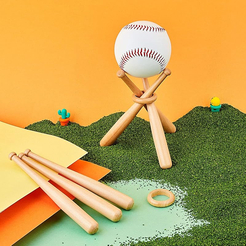 Maitys Baseball Stand Holder - Wood Table Display (Variation 4) - 15x1.5 cm