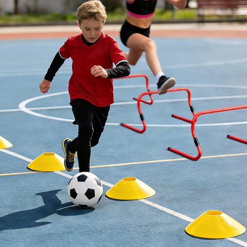 Lineslife Adjustable Agility Hurdles - Portable Speed Training Equipment with 4 Height Options for Athletes & Kids