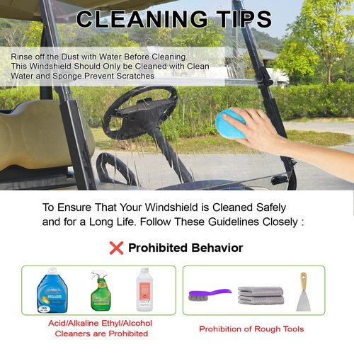 FIXHAWK EZGO Golf Cart Windshield, Foldable Clear Windshield Fit for EZGO TXT/ DCS / PDS 1995-2013 Gas and Electric Golf Cart, PC UV Resistant Clear EZGO Windshield