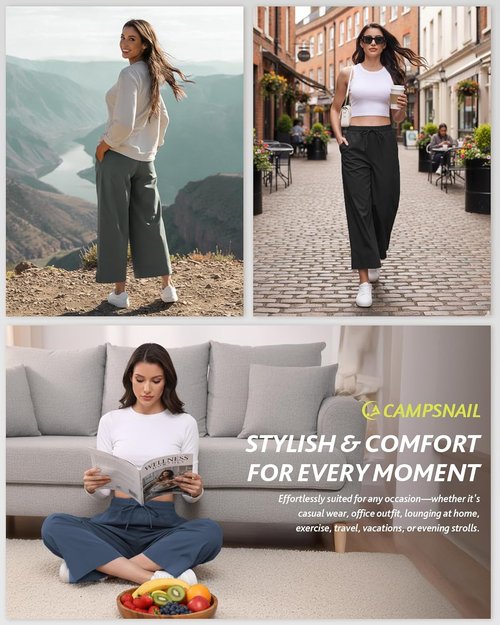 Campsnail Wide Leg Capri Pants for Women - Lightweight Casual Summer Sweatpants | Perfect for Travel & Work