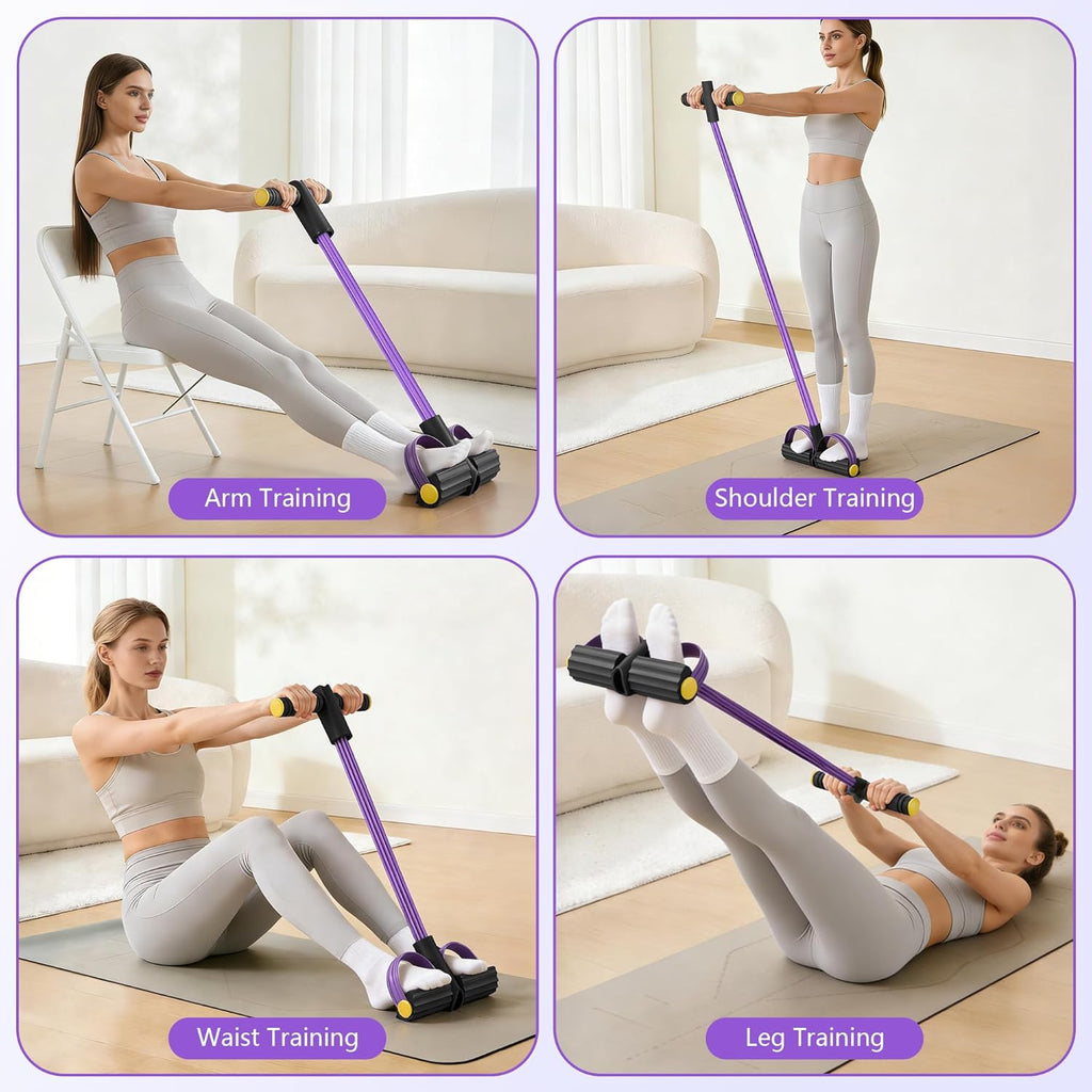 Skiennix Upgraded Pedal Resistance Band - Durable Exercise Tool with 6 Tension Ropes for Core & Arms