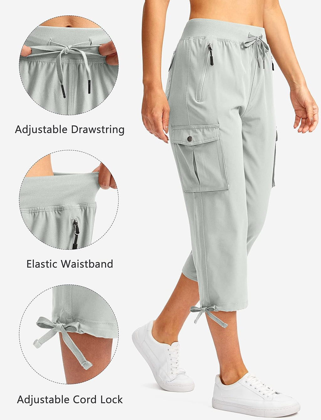 Soothfeel Women's Cargo Capris - Lightweight Quick-Dry Hiking Pants with 6 Pockets | Casual Summer Style