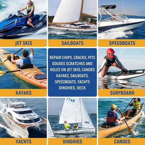 Fiberglass Boat Repair Kit - 2 Pack White Resin Gel Coat for Marine Repairs | Fix Holes, Chips, Cracks