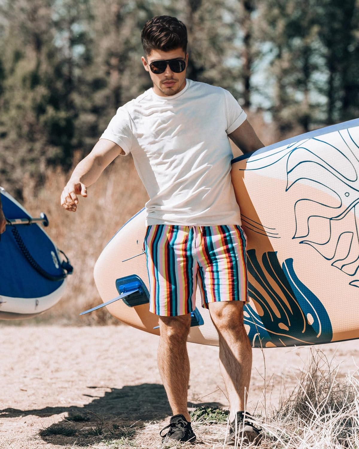 Surf Cuz Men's Swim Trunks - Quick Dry 7" Compression Liner Swim Shorts for Ultimate Comfort