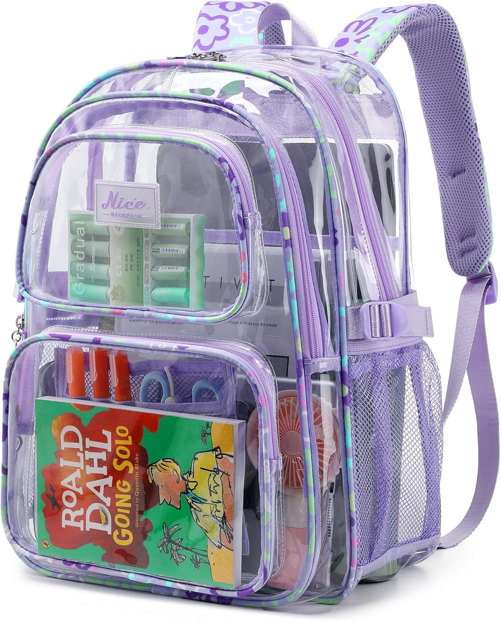OKKID Heavy Duty Clear Backpack - Transparent Bookbag for School Girls | Durable See-Through Design