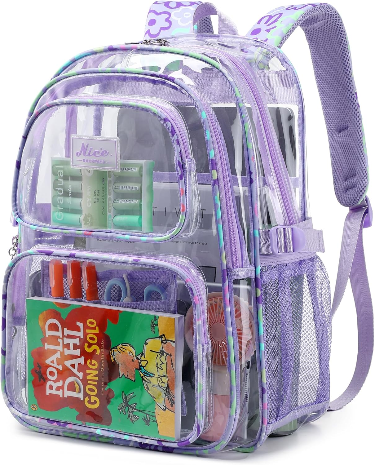 OKKID Heavy Duty Clear Backpack - Transparent Bookbag for School Girls | Durable See-Through Design