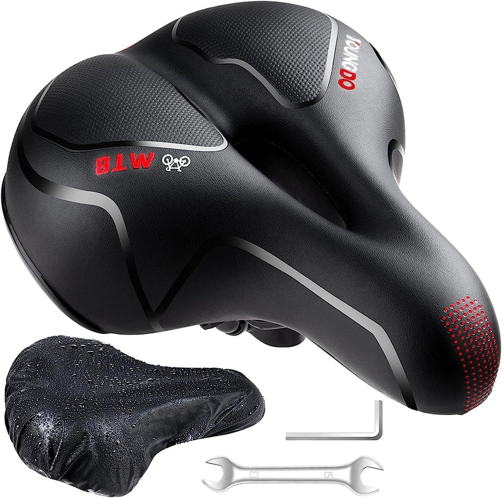 Youngdo Bike Seat - Comfortable Wide Gel Saddle for Road & Mountain Bikes | Breathable Design