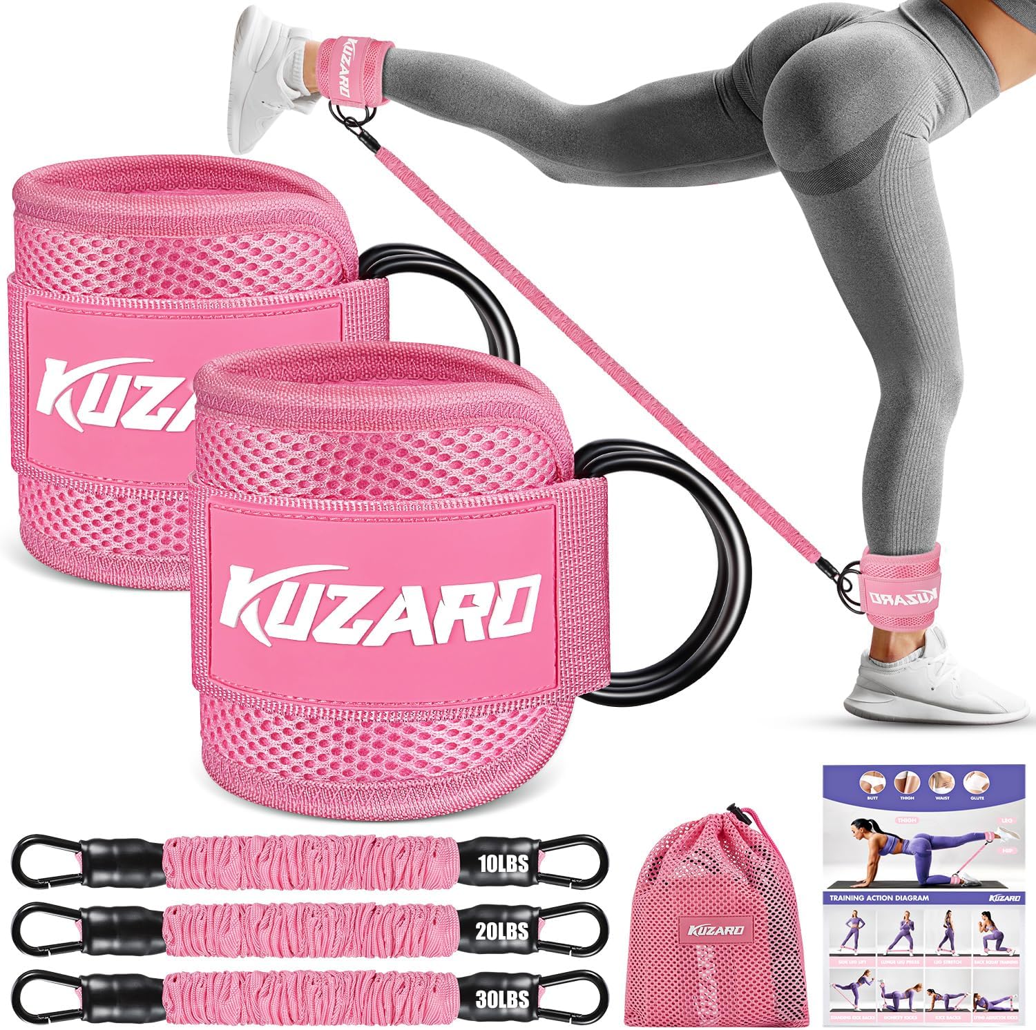 Skiennix Ankle Resistance Bands - Adjustable Cuffs for Leg & Glutes Workouts | Home Gym Fitness Equipment