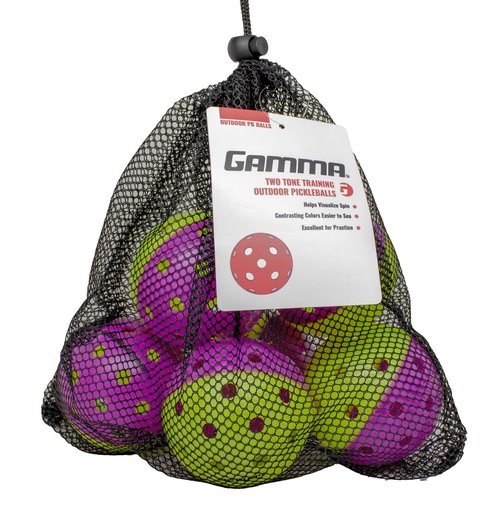 Gamma Two Tone Training Pickleball Balls, High Visibility Outdoor Pickleballs, Ideal for All Levels of Play, Green/Purple 12 Bag