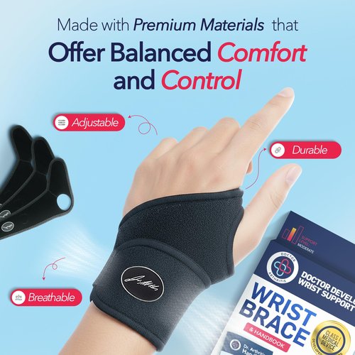 Doctor Developed Wrist Brace, Wrist Wraps for Carpal Tunnel Arthritis, Tendonitis, Hand Support, Ideal for Fitness, Weightlifting - Handbook Included (Bundle- Pack of 3- Medium)