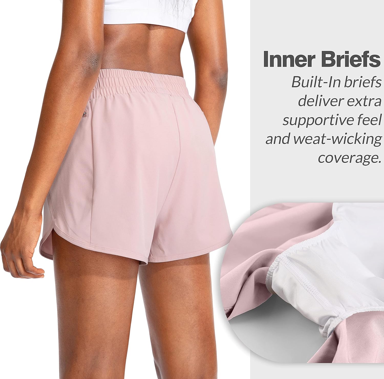 Soothfeel Women's High Waisted Running Shorts - Athletic Gym Shorts with Zipper Pockets & Liner