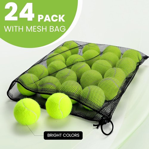 FURWEY Pressureless Tennis Balls - Bulk Pack of 12/24/36/80 with Mesh Bag for Easy Transport | Ideal for Pets & Beginners