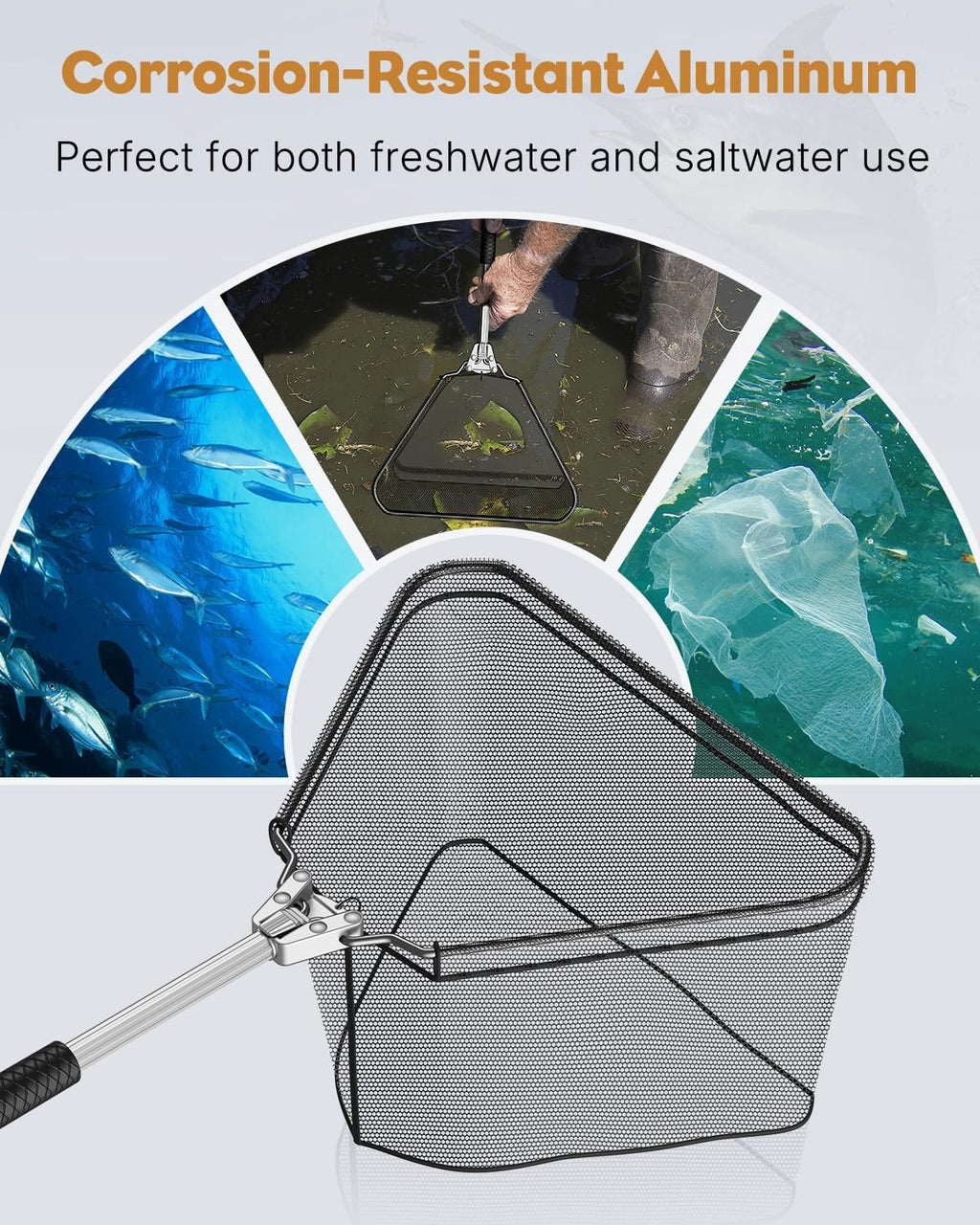 Pawfly Fishing Net - Collapsible Aluminum Handle & Durable Nylon Mesh | Portable for Freshwater & Saltwater