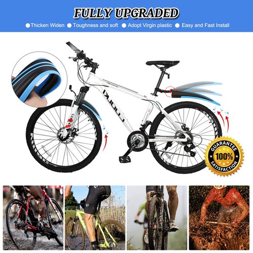 TAGVO Bicycle Mudguard Fit for 20/22/24/26 Inch, Universal Full Coverage Thicken Widen Front and Rear Adjustable Mudguard, Mountain Bike Mudguard Set, MTB Road Bike