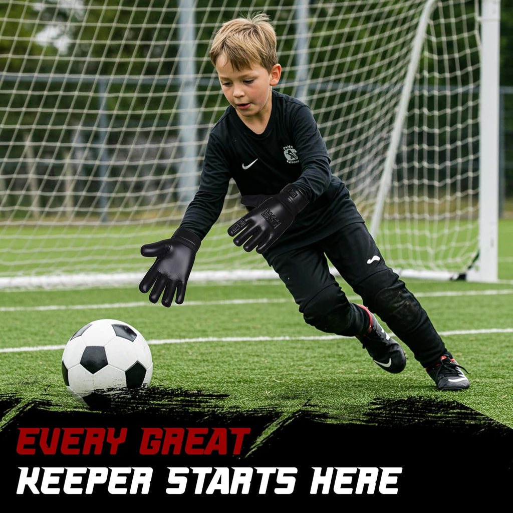Skiennix Kids Soccer Goalie Gloves - Youth Football Goalkeeper Gloves with Anti-Slip 4mm Latex Grip & Double Wrist Support